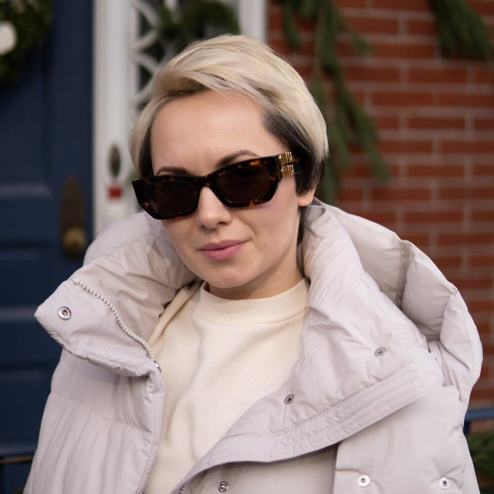 NEW Miu Miu MU09WS VAU06B GLIMPSE Honey Havana Brown Rectangle Women Sunglasses